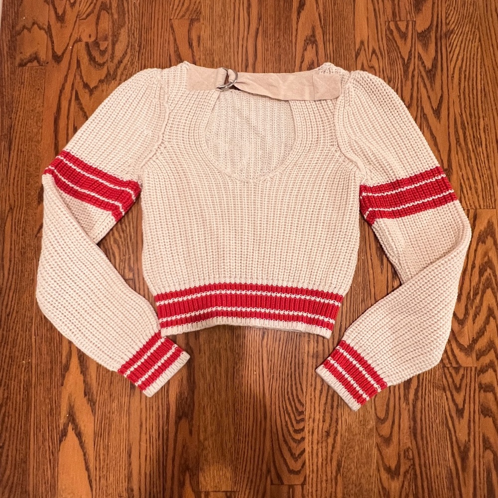 Free people Cream and Red Heart Sweater - Picture 3 of 3